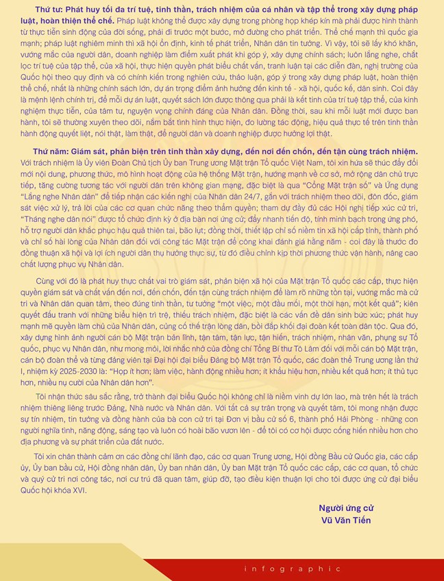 Cử tri kỳ vọng vào chương trình hành động của ông Vũ Văn Tiến