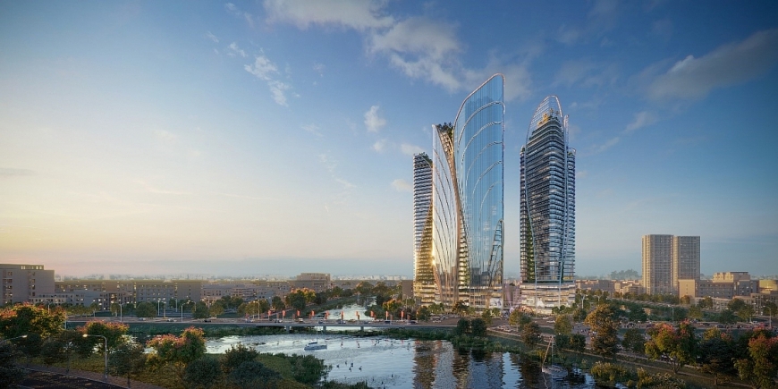 Ý tưởng tiến trúc công trình tại khu vực chợ Sắt được lấy cảm hứng từ những dòng chảy mang đến sự thịnh vượng cho Hải Phòng.