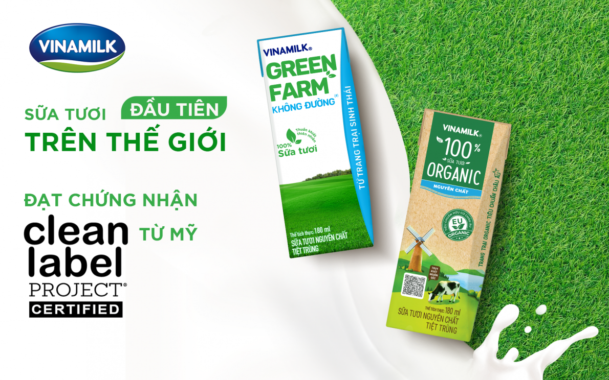 Sữa tươi Vinamilk Green Farm & Vinamilk Organic đạt chứng nhận của tổ chức Clean Label Project từ Mỹ