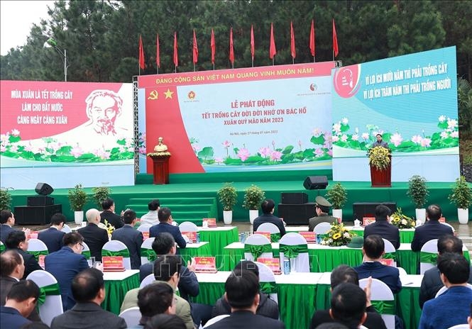 hủ tướng Phạm Minh Chính phát động “Tết trồng cây đời đời nhớ ơn Bác Hồ”. Ảnh: Dương Giang/TTXVN