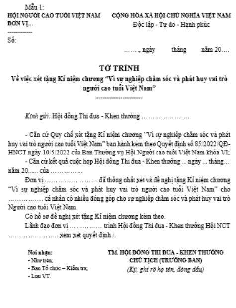 Quy chế xét tặng Kỉ niệm chương “Vì sự nghiệp chăm sóc và phát huy vai trò người cao tuổi Việt Nam”