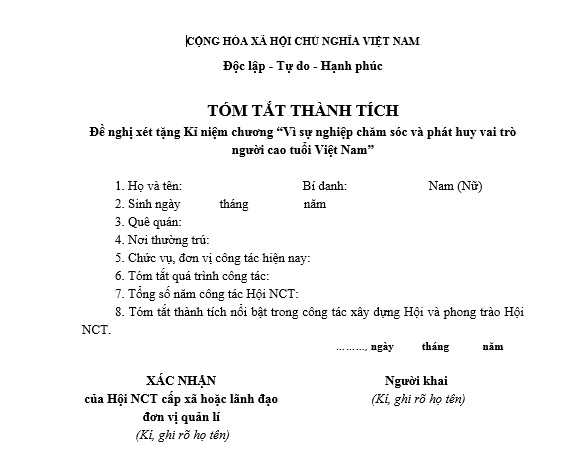 Quy chế xét tặng Kỉ niệm chương “Vì sự nghiệp chăm sóc và phát huy vai trò người cao tuổi Việt Nam”
