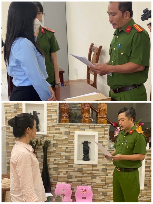 Bị can Lê Thị Thu Hà và bị can Nguyễn Thị Mai Nhi.