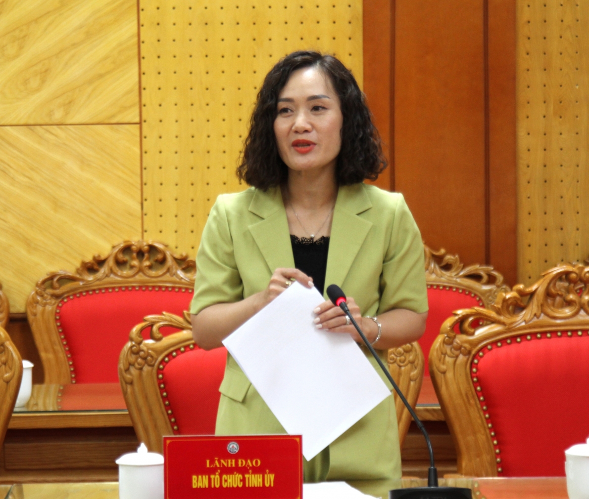 Lãnh đạo Ban Tổ chức Tỉnh ủy Lạng Sơn phát biểu