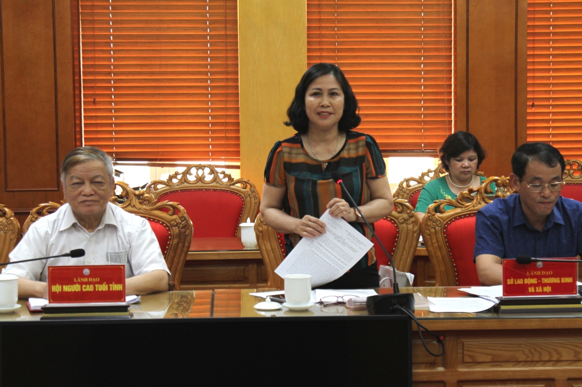 Bà Trương Thị Hợp, Phó Trưởng ban Đại diện Hội NCT tỉnh phát biểu