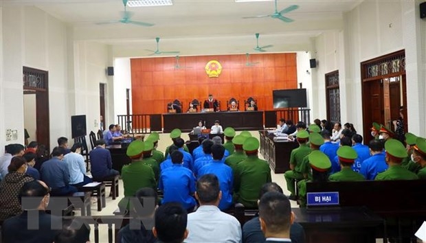 Quang cảnh phiên tòa. (Ảnh: Đức Hiếu/TTXVN)