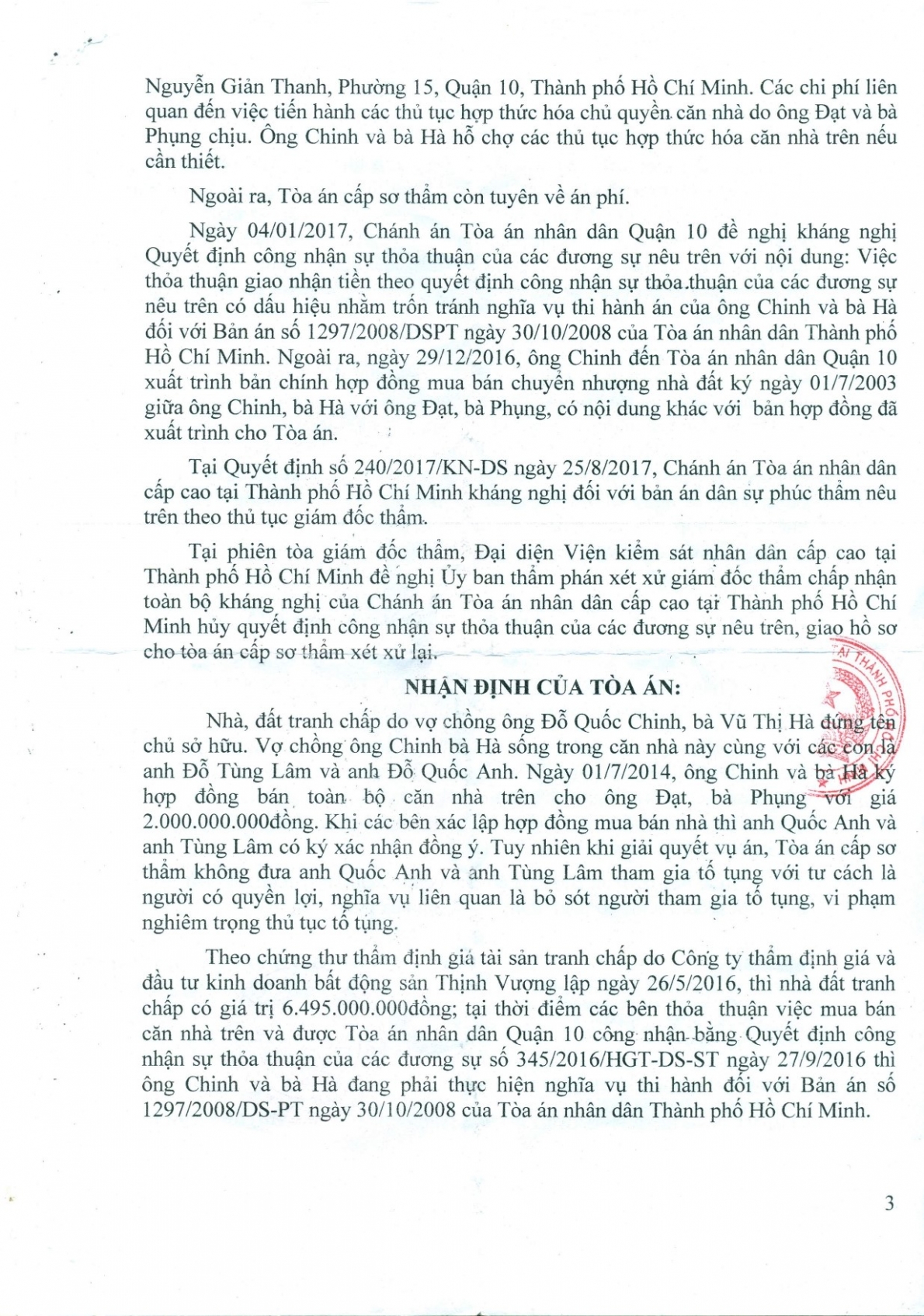 Bị đơn là người cao tuổi cho rằng Quyết định giám đốc thẩm có nhiều dấu hiệu bất cập