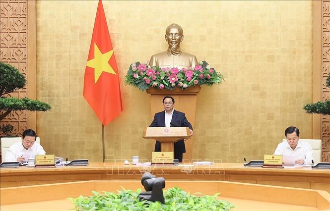 Thủ tướng Phạm Minh Chính chủ trì Phiên họp Chính phủ thường kỳ tháng 4/2023. Ảnh: Dương Giang/TTXVN