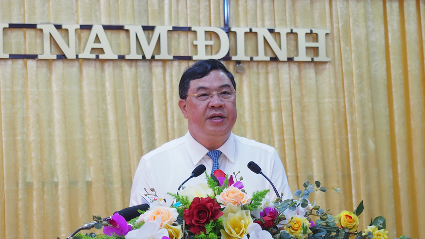 Đồng chí Phạm Gia Túc - UVTW Đảng, Bí thư Tỉnh ủy phát biểu tại Lễ tổng kết.