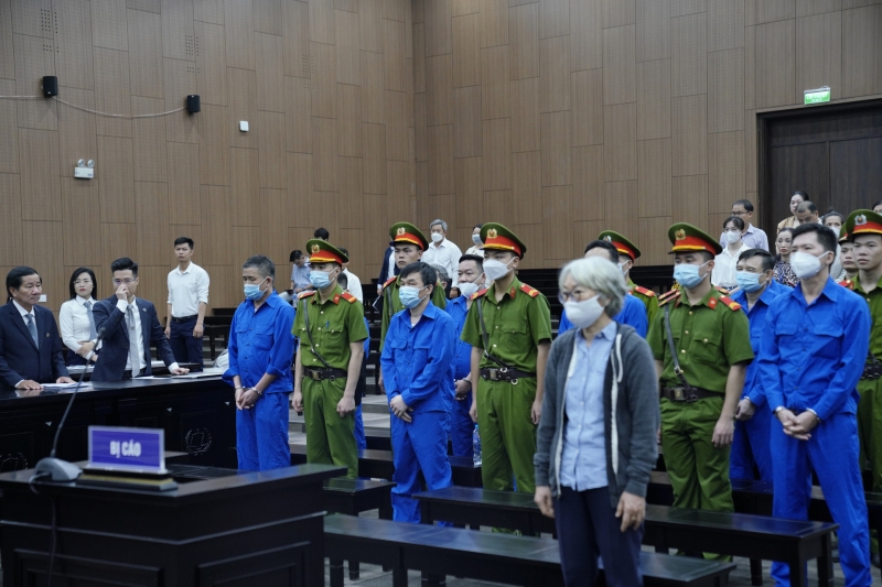 Các bị cáo tại phiên tòa.
