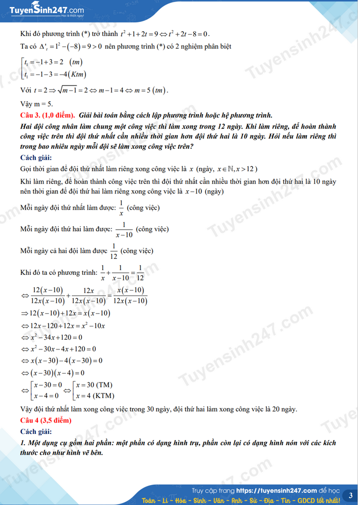 Đáp án môn Toán vào lớp 10 THPT năm 2023 của các địa phương trên cả nước