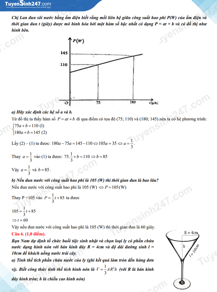 Đề thi, đáp án môn Toán vào lớp 10 TP.HCM năm 2023
