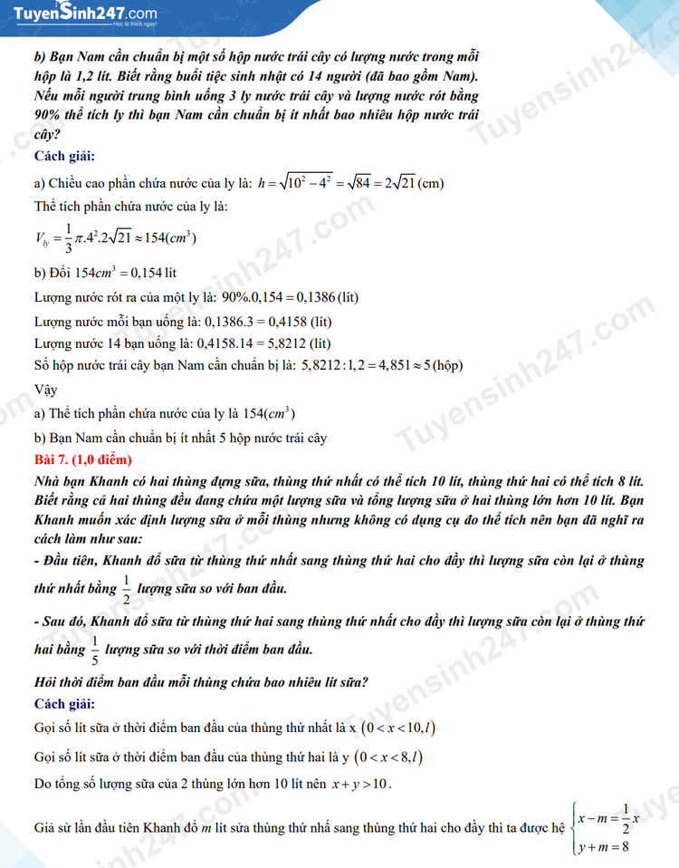 Đề thi, đáp án môn Toán vào lớp 10 TP.HCM năm 2023