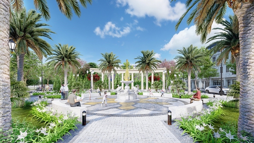 Quảng trường Châu Âu ngay khuôn viên nội khu tại dự án TNR Stars Văn Yên