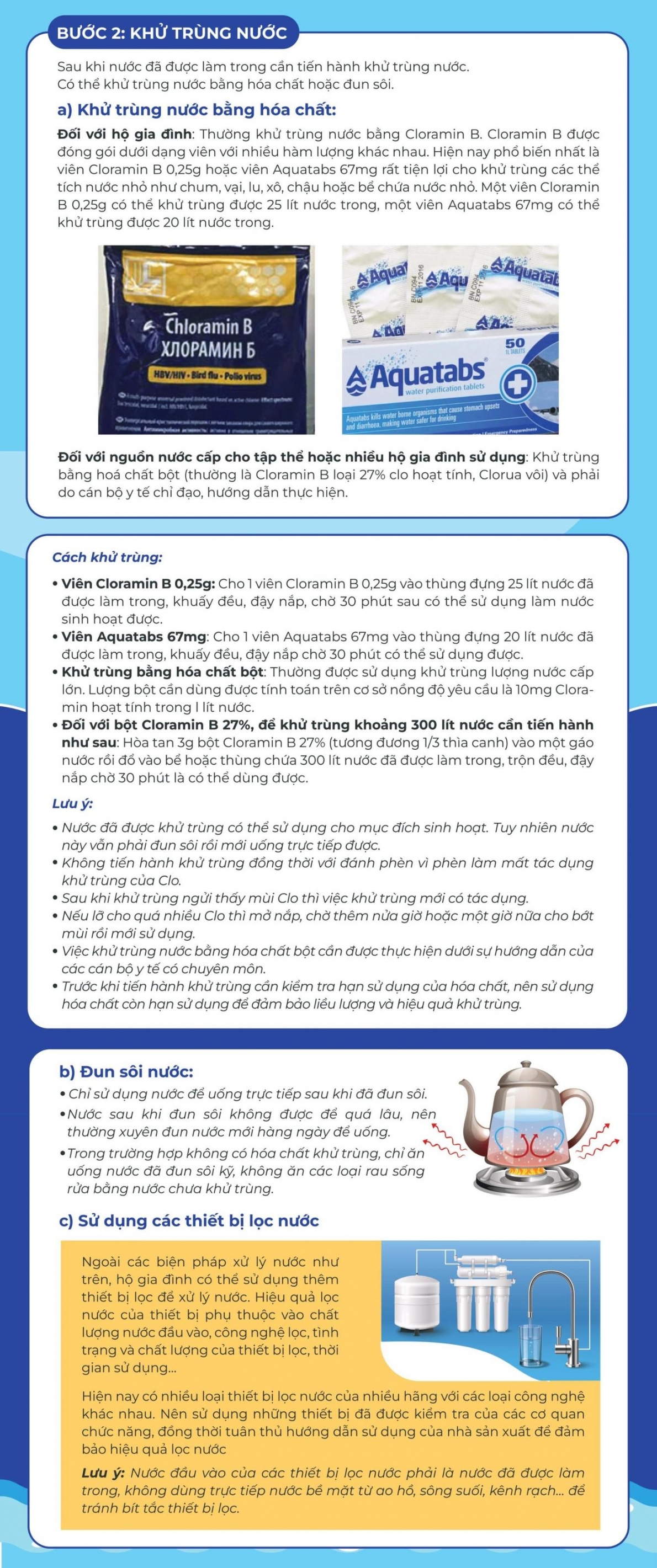 Biện pháp xử lý nước đơn giản cho hộ gia đình trong trường hợp thiếu nước sạch sinh hoạt