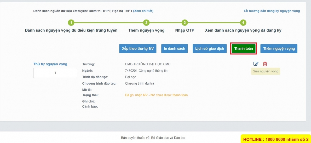 Hướng dẫn nộp lệ phí và đăng kí xét tuyển đại học 2023