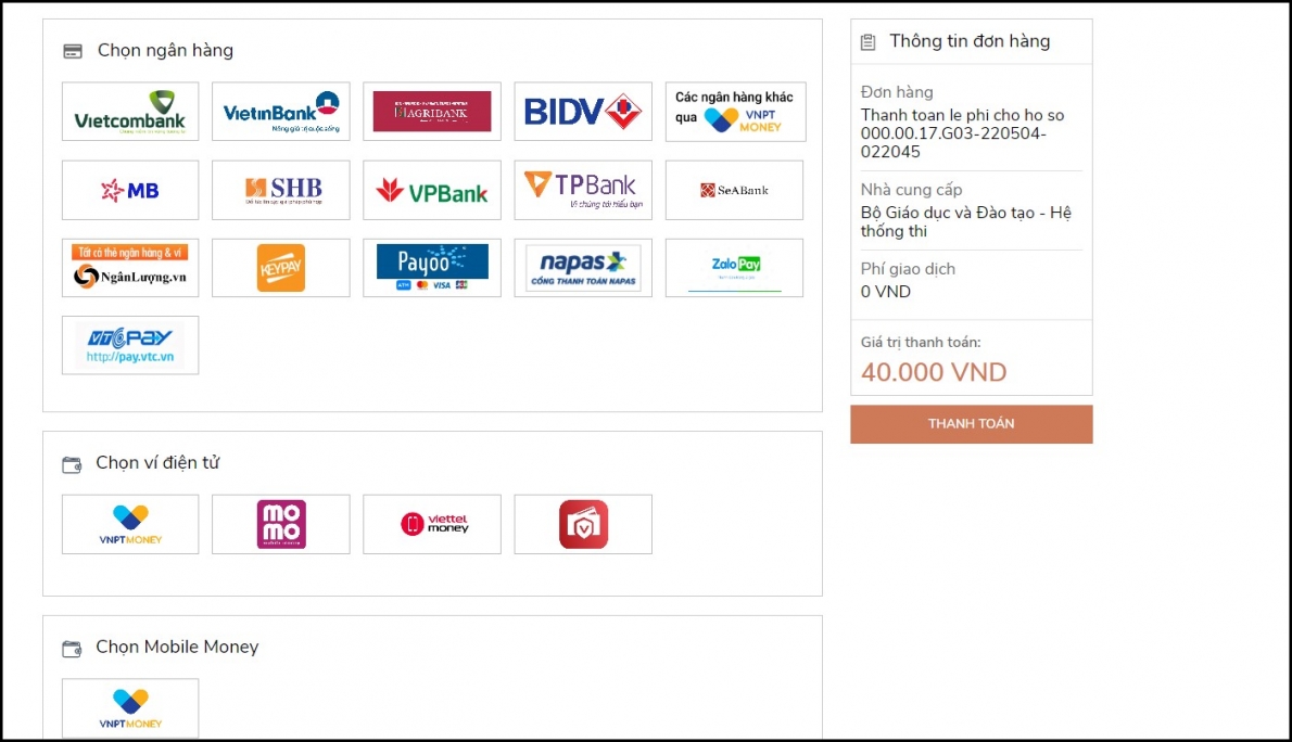 Hướng dẫn nộp lệ phí và đăng kí xét tuyển đại học 2023