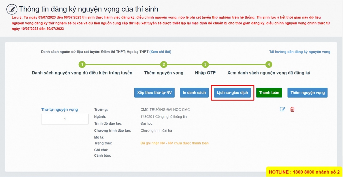 Hướng dẫn nộp lệ phí và đăng kí xét tuyển đại học 2023