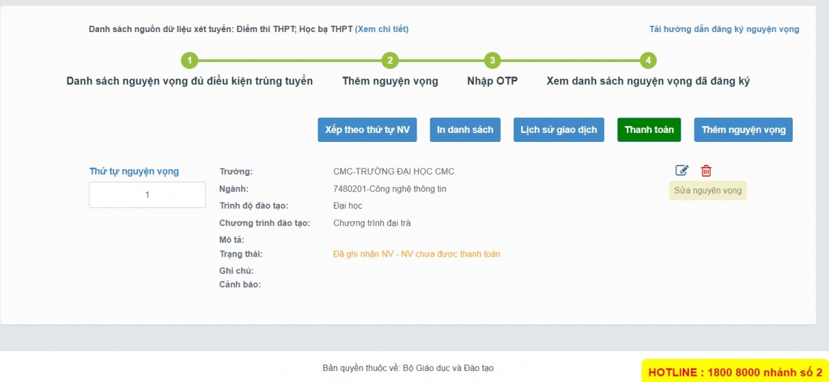 Hướng dẫn nộp lệ phí và đăng kí xét tuyển đại học 2023