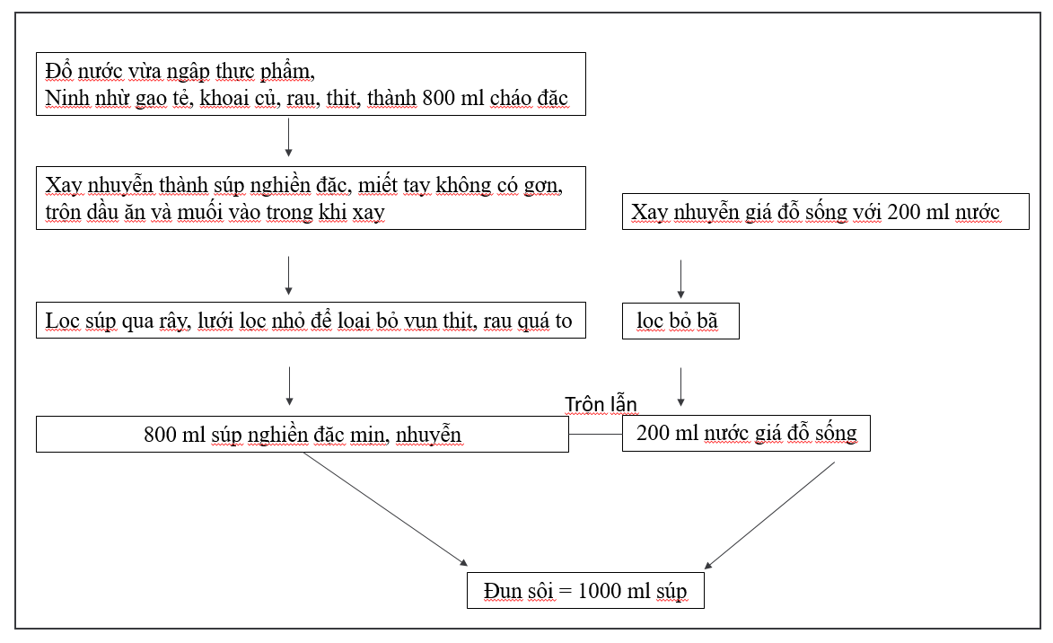 Hướng dẫn chế biến súp cho người bệnh nuôi ăn qua ống thông Hướng dẫn chế biến súp cho người bệnh nuôi ăn qua ống thông