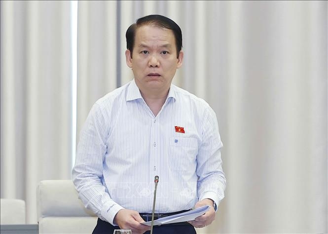 Chủ nhiệm Ủy ban Pháp luật của Quốc hội Hoàng Thanh Tùng phát biểu. Ảnh: Doãn Tấn/TTXVN