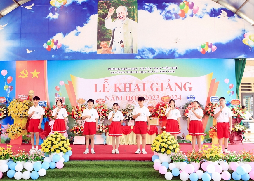 Lễ khai giảng độc đáo với trò chơi dân gian tại Trường THCS Thọ Sơn