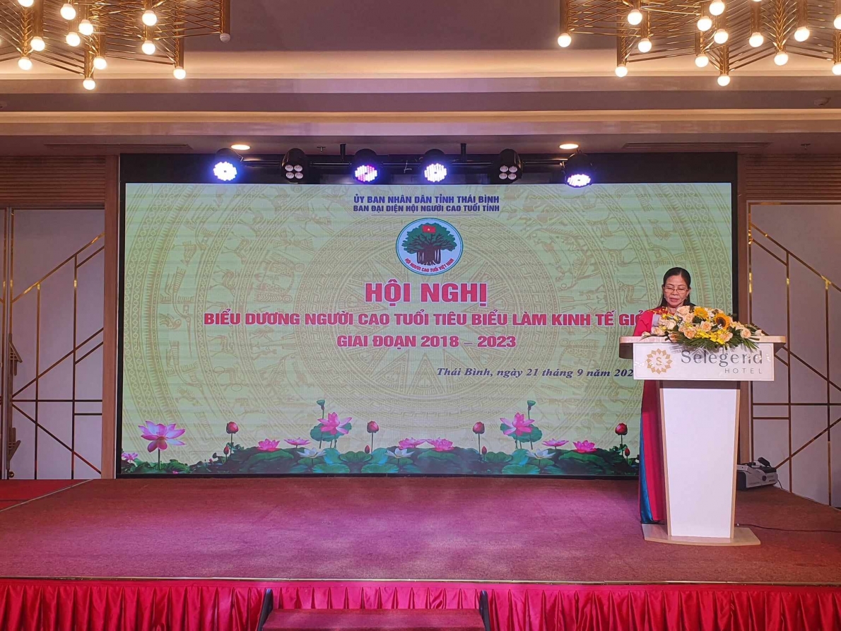 Đông chí Nguyễn Thị Hoa, Phó Trưởng Ban Đại diện Hội NCT tỉnh đọc báo cáo