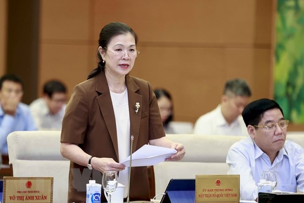 Phó Chủ tịch Ủy ban Trung ương Mặt trận Tổ quốc Việt Nam Trương Thị Ngọc Ánh phát biểu. (Ảnh: Doãn Tấn/TTXVN)