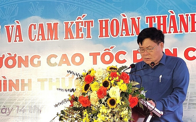 Giám đốc Công ty TNHH Hòa Hiệp Phạm Đình Hạnh phát biểu tại buổi lễ thông hầm Thần Vũ