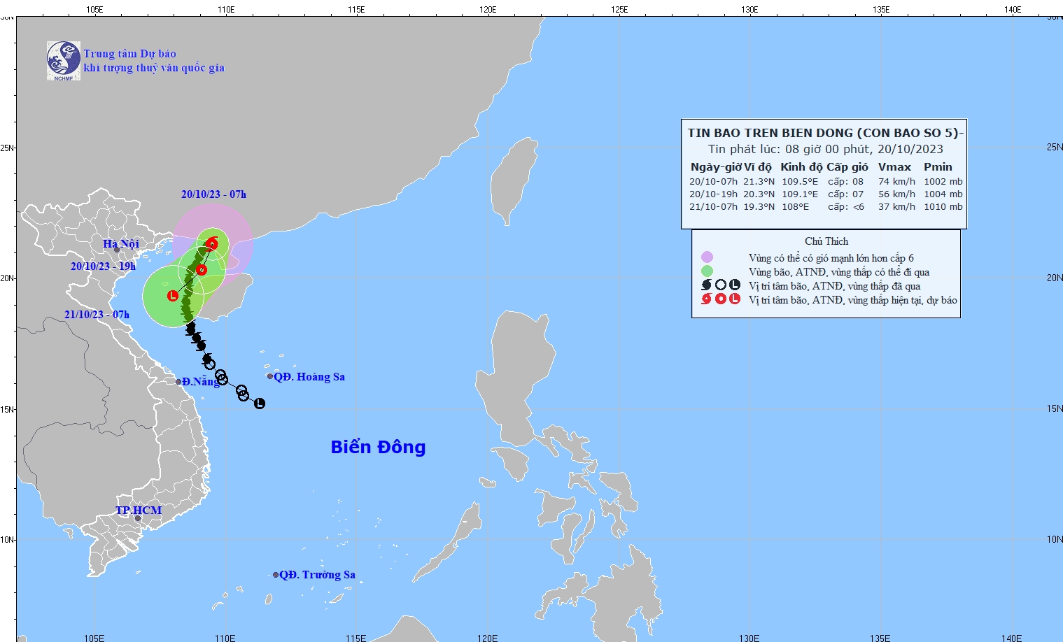 Bão số 5 đang ở khu vực Vịnh Bắc Bộ