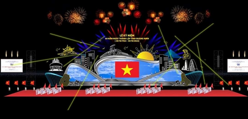  Mô phỏng 3D sân khấu lễ kỷ niệm 60 năm thành lập tỉnh Quảng Ninh.