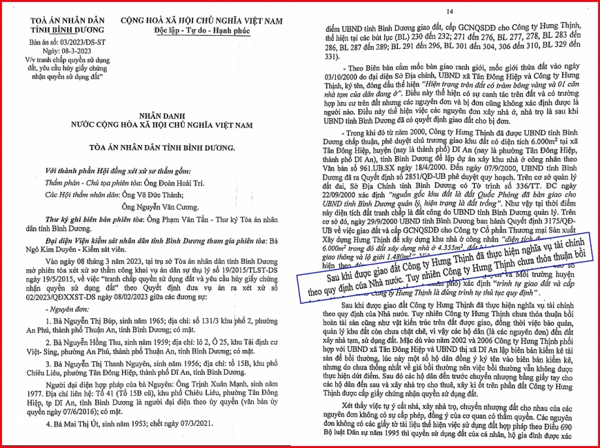 Bản án số 03/2023/DS-ST của Tòa án tỉnh Bình Dương