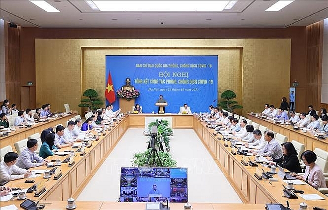 Hội nghị tổng kết công tác phòng, chống dịch COVID-19. Ảnh: Dương Giang/TTXVN