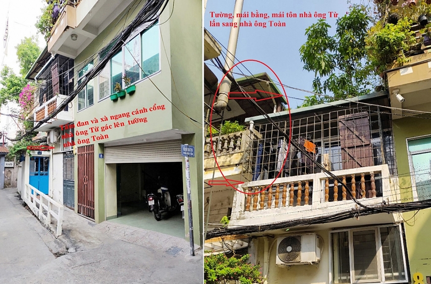 Dấu hiệu diện tích nhà của gia đình ông Toàn bị lấn.