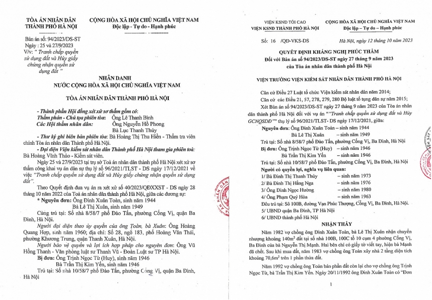 Viện KSND TP Hà Nội quyết định kháng nghị bản án