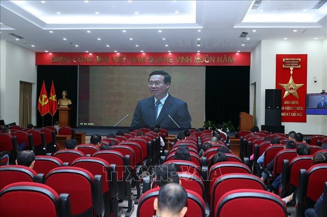 Quang cảnh Hội nghị tại điểm cầu Thông tấn xã Việt Nam. Ảnh: Tuấn Anh/TTXVN