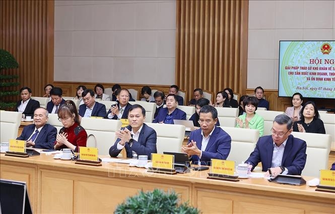 Đại diện các ngân hàng thương mại tham dự hội nghị. Ảnh: Dương Giang/TTXVN