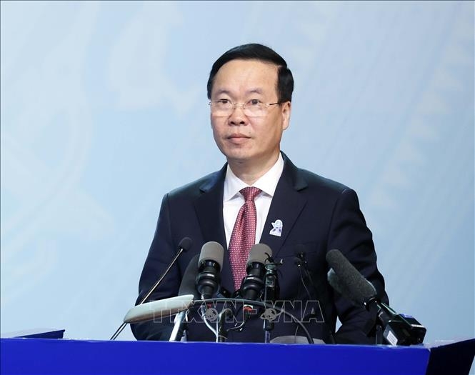 Chủ tịch nước Võ Văn Thưởng phát biểu chỉ đạo. Ảnh: Thống Nhất/TTXVN