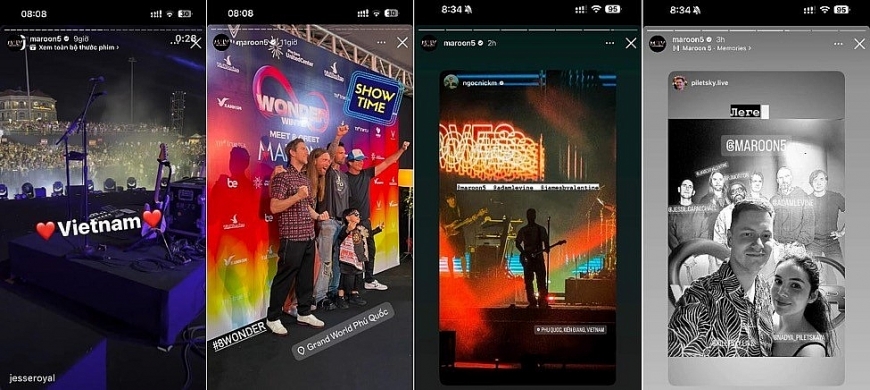 Maroon 5 liên tục “khoe ảnh” về “thành phố không ngủ” Grand World