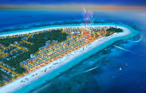 Thành phố bên biển Hải Tiến rực rỡ về đêm.