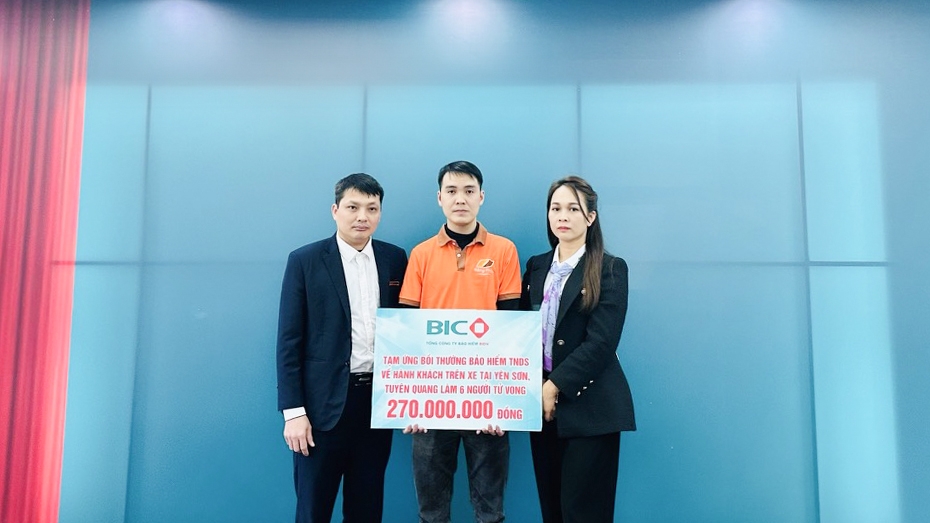BIC tạm ứng 270 triệu đồng bồi thường bảo hiểm TNDS cho vụ tai nạn tại Yên Sơn
