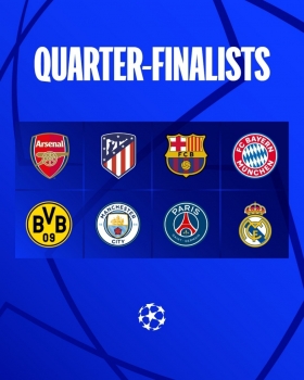 Danh sách 8 đội bóng góp mặt ở tứ kết Champions League