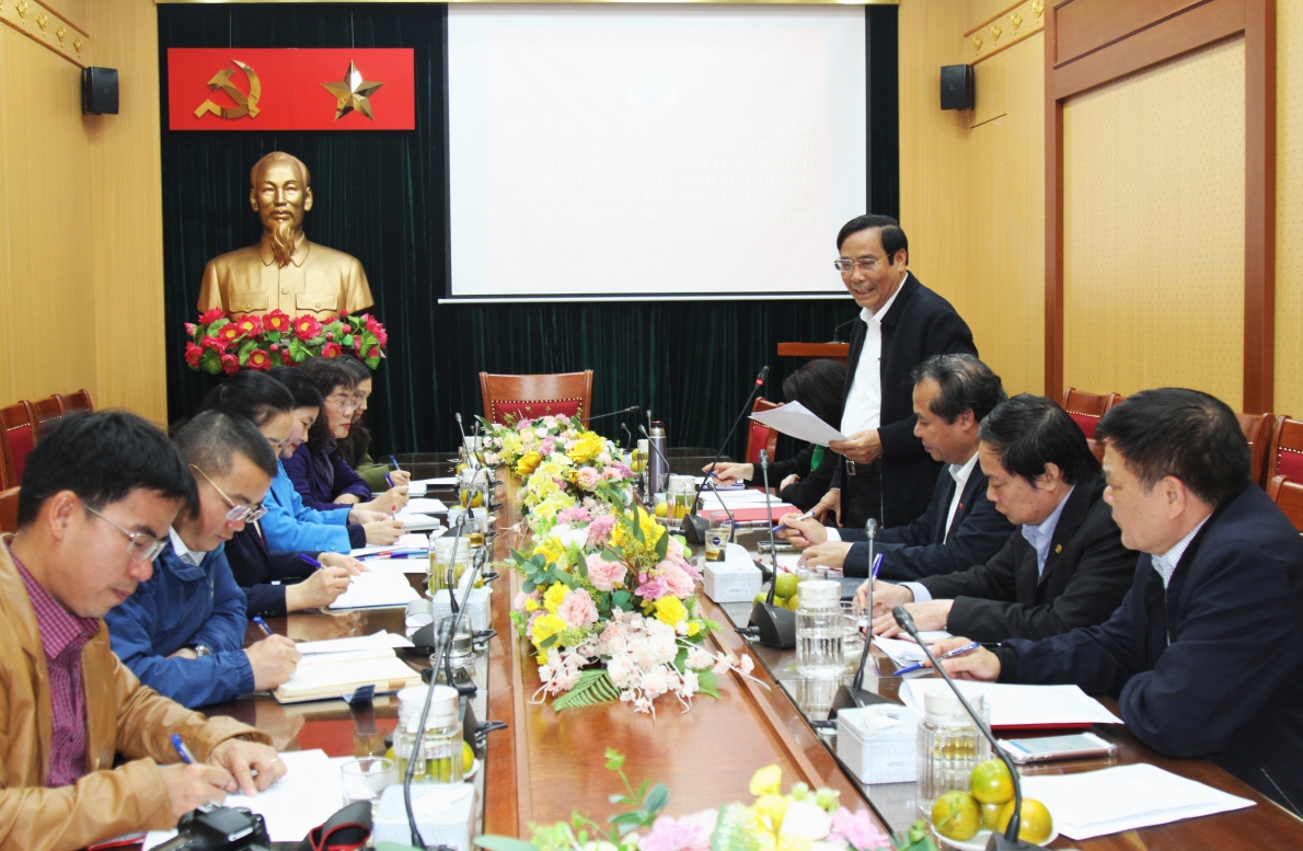 Chủ tịch Nguyễn Thanh Bình phát biểu tại buổi làm việc