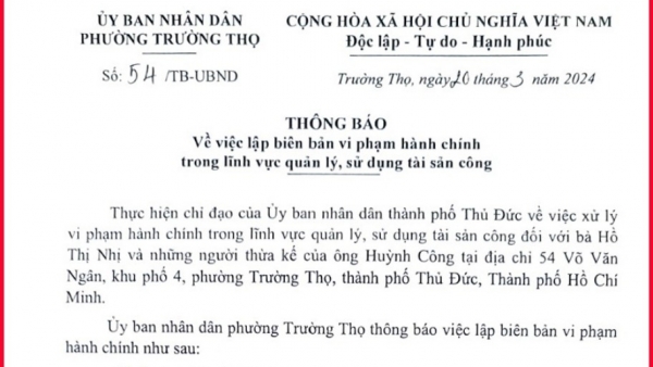 Thông báo lập biên bản vi phạm hành chính có dấu hiệu “nhầm” đối tượng?