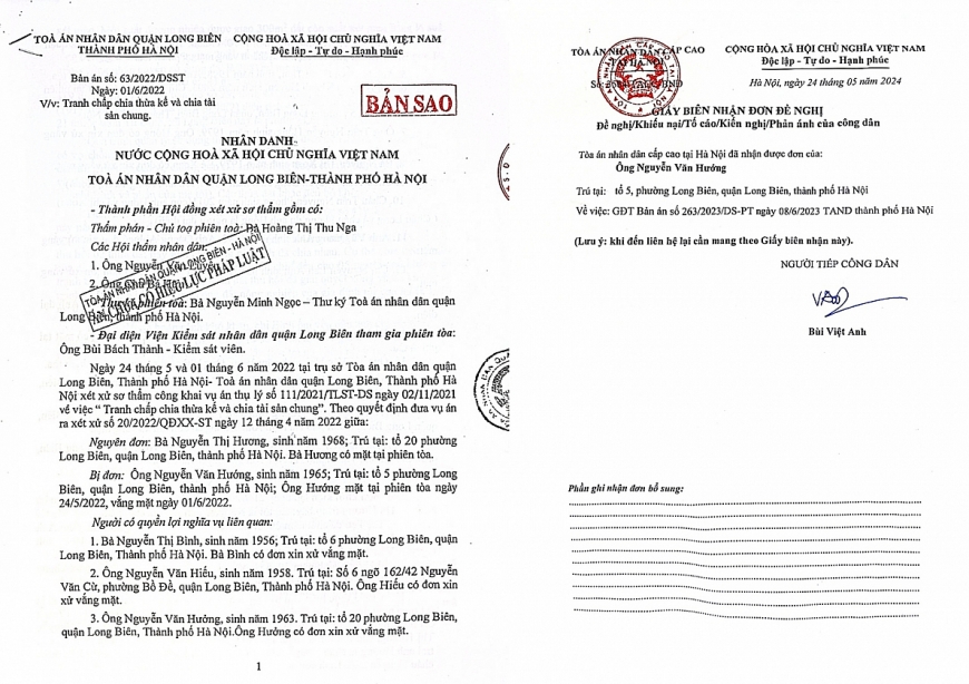  Bản án số: 263/2023/DSST ngày 8/6/2023 của TAND TP Hà Nội về tranh chấp chia thừa kế và chia tài sản chung.