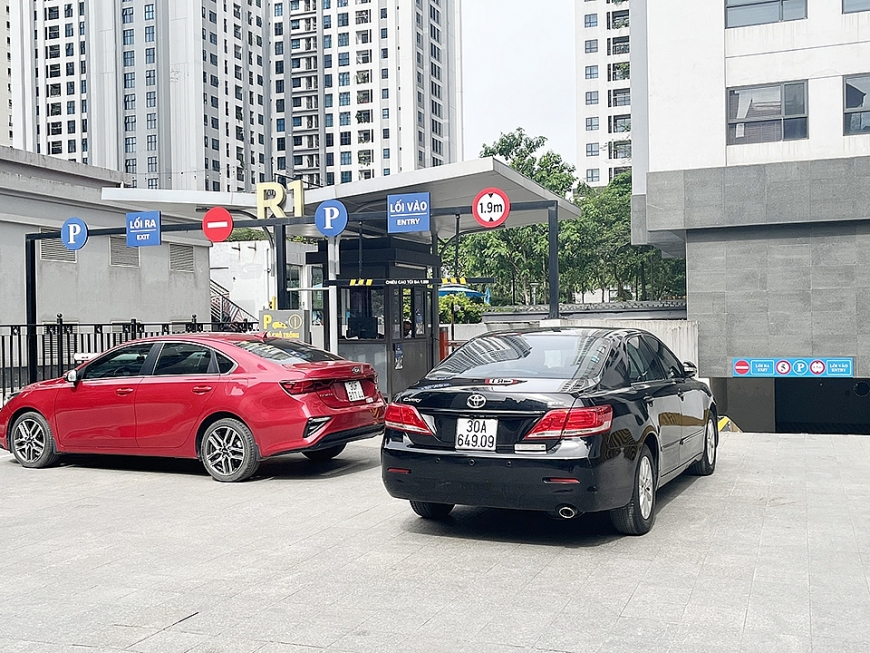 Diện tích hầm xe ô tô tại Goldmark City thuộc quyền sở hữu của chủ đầu tư.