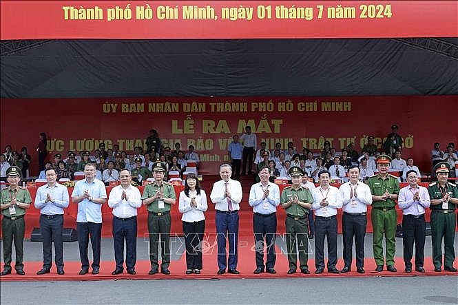 Chủ tịch nước Tô Lâm và các đại biểu tham dự buổi lễ. Ảnh: Nhan Sáng/TTXVN