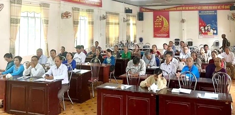 Toàn cảnh Hội nghị biểu dương NCT tham gia xây dựng hệ thống chính trị cơ sở giai đoạn 2019-2024 xã Ia Yok.