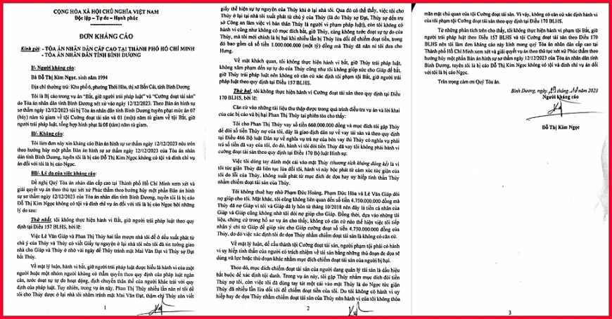 Đơn kháng cáo ngày 31/5/2024 của bị cáo Đỗ Thị Kim Ngọc.