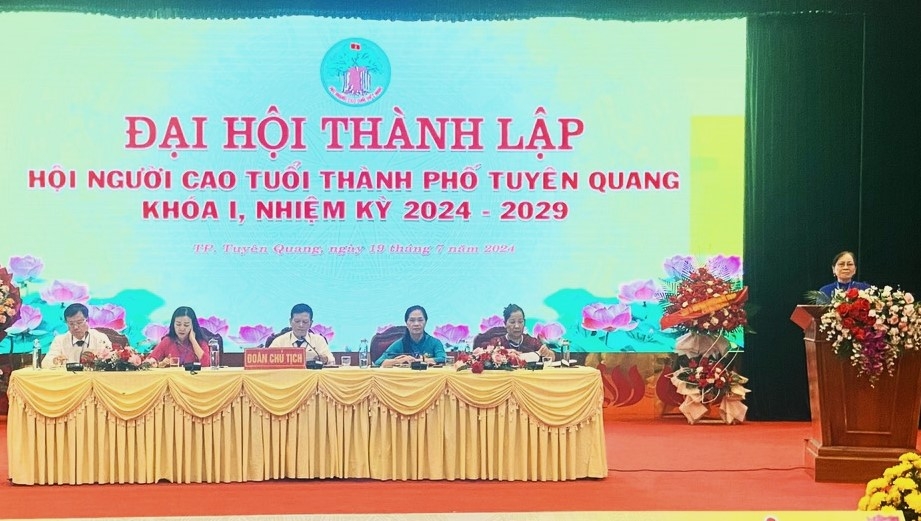 Bà Hà Thị Ngọ, Ủy viên BCH Hội NCT Việt Nam, Trưởng BĐD Hội NCT tỉnh phát biểu chỉ đạo Đại hội